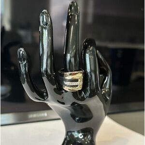 🆕 Alexis Bittar Buckle Ring with Swarovski Crystals Rhodium plated Size 6.5